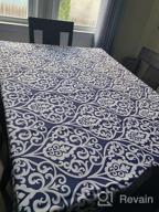 img 1 attached to Gravan Rectangle Polyester Tablecloth Vintage Printed And Spill Proof Table Cover For Home And Kitchen (Blue And White, 52X70 Inch) review by Raymond Wade