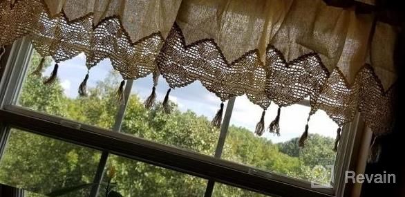 img 1 attached to Handmade Cotton Linen Kitchen Curtain With Crochet Lace Tassel - 59X12 Inch Window Valance Cafe Curtain By ZHH review by Nuntawat Bridges