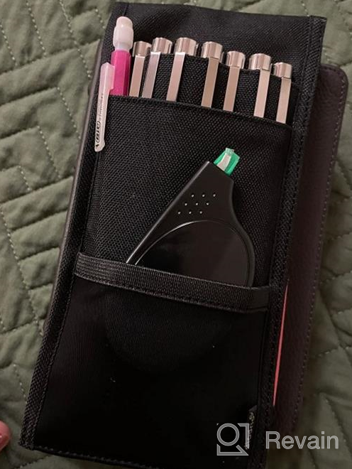 img 1 attached to Adjustable Elastic Band Pen Holder, Velcro Pencil Holder, Pen Sleeve Case For Hard Cover Journals, Planners, Notebooks, Books, Binders, Fits Regular & Large Notebooks, Accessory Pocket, Detachable review by Rene Carrell
