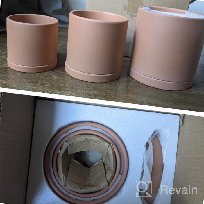 img 1 attached to Set Of 3 POTEY Terracotta Planters With Drainage Hole And Saucer - 6 Inch, 5 Inch, And 4 Inch Cylindrical Indoor Flower Containers - Unglazed Clay Pots Perfect For Plants - Model Number 222231 review by Johnathan Cash