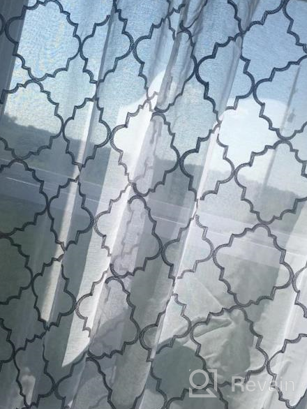 img 1 attached to MIUCO White Sheer Embroidery Trellis Design Grommet Curtains 95" Long For French Doors - 2 Panels (2 X 37" Wide) review by Kevin Phillips