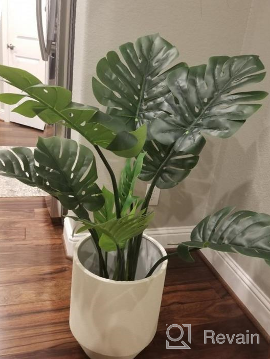 img 1 attached to 14 Leaf FOPAMTRI Artificial Monstera Deliciosa Plant - Perfect Fake Swiss Cheese Tree For Home Garden Office Decor review by Brittany Collins