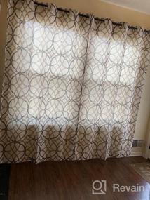 img 5 attached to H.VERSAILTEX Linen Curtains: Modern Geometric Teal/Taupe Print, 84 Inch Length 2 Panels Grommet Sheer Window Draps For Living Room Privacy
