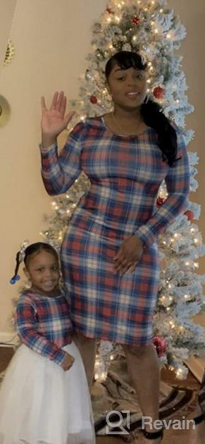 img 1 attached to Stylishly Coordinated: PopReal Mommy and Me Plaid Christmas Dresses for Family Matching Outfits - Stretchy and Long Sleeve review by Michael Domus