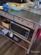 img 1 attached to Barnwood Wire-Brushed Drop Leaf Kitchen Cart With Wood And Stainless Steel Construction - One Size review by Kevin Garcia