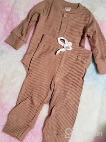 img 7 attached to Newborn Unisex Baby Boy Girl 2PCS Outfit Set - Solid Cotton Ribbed Tops & Pants Long Sleeve