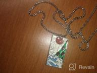 img 1 attached to 🗡️ Demon Slayer Tanjiro Necklace Pendant - Stylish Kimetsu No Yaiba Anime Hanafuda Necklace - Fashionable Cosplay Jewelry For Women and Girls review by Juan Crane