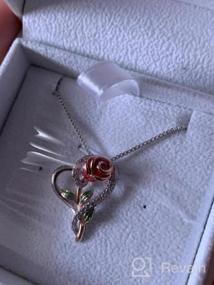 img 5 attached to Valentines Gift Rose Necklace For Her - Cubic Zirconia Love Heart Pendant W/ Jewelry Box | Silver & Rose Gold 2-Tone Birthday Gifts For Women
