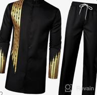 картинка 1 прикреплена к отзыву 🌍 Showcase Your Style with COOFANDY Men's African Dashiki Sleeve Button Shirts от Brian Price