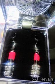 img 2 attached to DianaL Boutique Crystal Hot Pink Lipstick 3D Earrings - Designer Look, Gift Boxed Fashion Jewelry