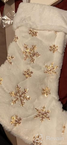 img 1 attached to 4 Pack 20 Inch Cream White Faux Fur Xmas Stockings W/ Gold Sequin Snowflakes - Super Soft Thick Plush For Christmas Decoration Holiday Decor (Dremisland) review by Jennifer Irvin