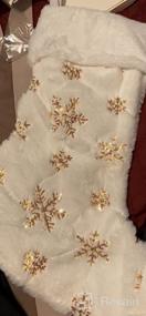 img 6 attached to 4 Pack 20 Inch Cream White Faux Fur Xmas Stockings W/ Gold Sequin Snowflakes - Super Soft Thick Plush For Christmas Decoration Holiday Decor (Dremisland)