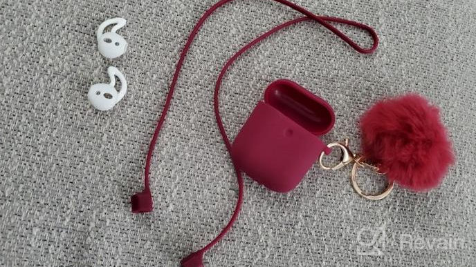 img 1 attached to AirPods 3 Case Cover 2021 Version Soft Silicone Fur Ball Keychain Girls Women Shockproof Protective Visible Front LED Wine Red review by Stephen Ball