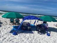 img 1 attached to 6.2'×6.2' AMMSUN Beach Cabana Canopy Tent With Sand Pockets, Easy Set Up And Take Down, Instant Sun Shelter With Privacy Sunwall - Sky Blue review by Ken Pinell