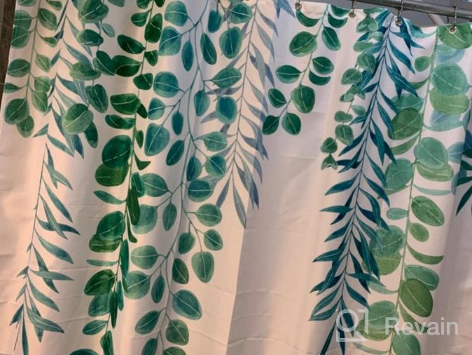 img 1 attached to Botanical Shower Curtain With Leaf Print - LIVILAN Plant Design, Green Eucalyptus And Succulent Pattern, Sage Tones - 72X72 Inches Water-Repellent Fabric With Hooks For Extra Long Coverage review by Colin Zilinskas