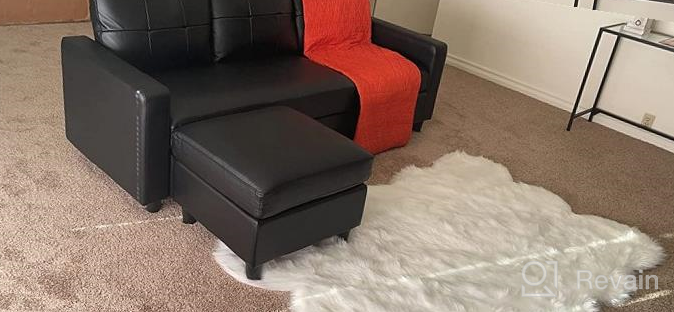 img 1 attached to Brown Faux Leather L-Shaped Convertible Sectional Sofa Couch For Small Apartments By HONBAY review by Chris Morgan