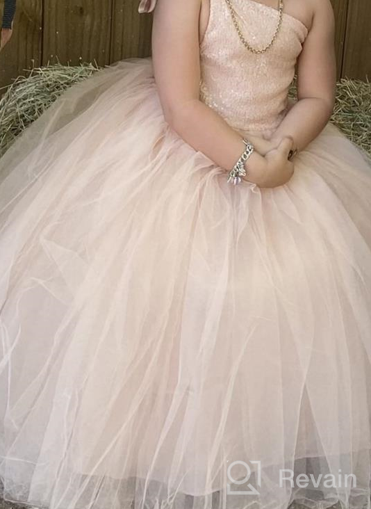 img 1 attached to Elegant Sequin Tutu Flower Girl Dress with One-Shoulder Design for Weddings and Pageants review by Jamal Webb