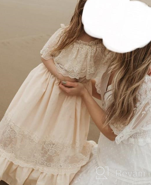 img 1 attached to Toddler Girl Boho Off Shoulder Lace Ruffle Wedding Princess Maxi Dress Gowns Holiday Dresses review by Walter Harmon