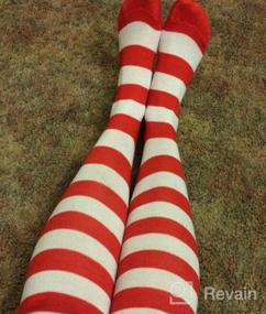 img 7 attached to Women'S Extra Long Striped Socks: HDE Over Knee High Opaque Stockings