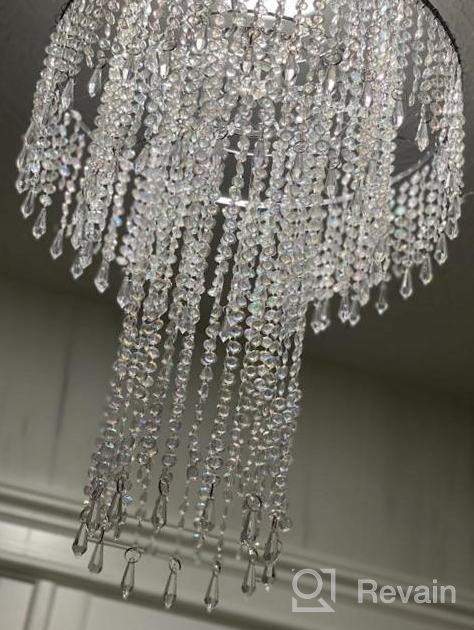 img 1 attached to Gold Acrylic Chandelier Shade With Crystal Beads And 3 Tiers - Perfect For Bedroom, Wedding, Or Party Decoration - 12.6" Diameter review by Jason Nguyen