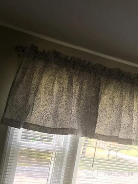 img 1 attached to Stylish DriftAway Adrianne Yellow And Gray Valance With Damask And Floral Design - 52X18 Inches review by Martin Masaniai
