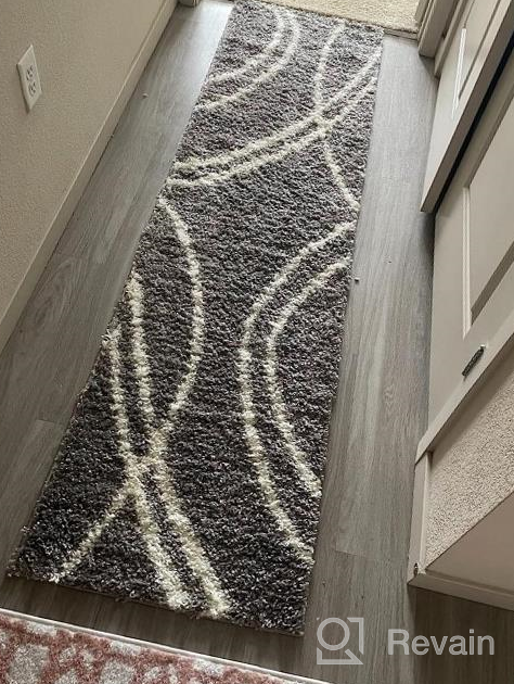 img 1 attached to Rugshop Cozy Contemporary Stripe Perfect For Living Room,Bedroom,Home Office Non-Shedding Plush Shag Area Rug 5'3" X 7'3" Gray-White review by Rob Bradford