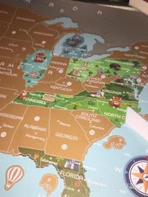 img 5 attached to Newverest Scratch Off Map Of The USA - для детей и взрослых, плакат с картой путешествия премиум-класса подходит для рамки 24 X 17 дюймов - с 50 карточками животных, инструментами для царапин, сумкой для хранения и подарочной трубкой