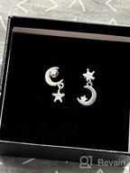 img 1 attached to 🌙 SLUYNZ 925 Sterling Silver CZ Crystal Star Moon Asymmetric Studs Earrings for Women and Teen Girls - Sparkling Studs Earrings review by Andrea Lee