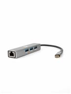 кабель-концентратор usb 3.1 type-cm --> rj-45+3port usb3.0(f) aluminum shell vcom логотип