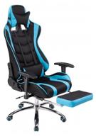 computer chair woodville kano 1 gaming, upholstery: imitation leather/textile, color: light blue/black logo