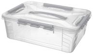 контейнер для хранения econova с замками и ручкой grand box, 12.4х39х29 см, светло-серый логотип