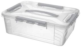 img 3 attached to Контейнер для хранения Econova с замками и ручкой Grand Box, 12.4х39х29 см, светло-серый