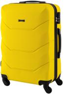 plastic suitcase freedom on 4 wheels, luggage, medium m, 66l, durable and lightweight abs plastic logo