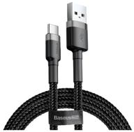 usb to usb type-c cable 0.5m baseus cafule series - black/grey (catklf-ag1) logo