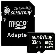 smartbuy microsdhc 32 gb class 10 memory card, r/w 25/30 mb/s, sd adapter, 1 pc, black logo