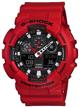 casio g-shock ga-100b-4a quartz watch, alarm clock, chronograph, stopwatch, countdown timer, waterproof, shockproof, hand illumination, display illumination, red logo