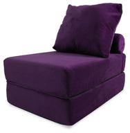 compact folding armchair "velvet fiolet" with removable covers, puff spb, 40(20)x70x100(200)cm логотип