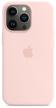 apple magsafe silicone case for iphone 13 pro, pink chalk logo