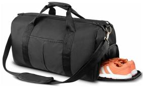 img 4 attached to Fitness bag black with shoe compartment