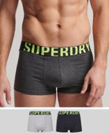 нижнее белье superdry trunk dual logo double pack, пол мужской, цвет charcoal/grey fluro, размер m логотип