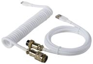 spiral cable vorotex with gx16 aviator connector for gaming keyboard, white/nickel logo