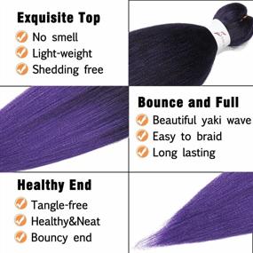 img 1 attached to 14-Inch Pre Stretched Yaki Braiding Hair For Kids - 8 Packs Soft Synthetic Extensions, Hot Water Setting, Itch Free 1B/Purple