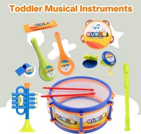 img 3 attached to Rockstar Kids: барабанная установка DeAO с микрофоном и палочками — идеальный музыкальный набор для детей от 3 до 12 лет