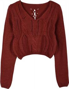 img 4 attached to Дерзкий и шикарный: укороченный свитер с люверсами и шнуровкой для женщин PrettyGuide'S