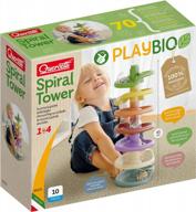 eco-friendly bioplastic spiral tower playbio toy for kids ages 1+ - quercetti classic ball drop and roll fun! logo