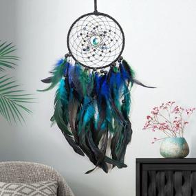 img 4 attached to Dream Catcher With Starry Moon Pendant, Hand Woven Cosmic Galaxy Black Dreamcatcher For Wall Hanging Decor Kids Bedroom Home Decoration (6.3 In)