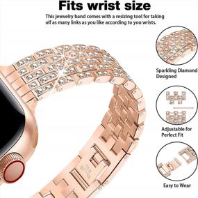 img 2 attached to WFEAGL Compatible For Apple Watch Band 38Mm 40Mm 41Mm Series 7 6 5 4 3 2 1 SE Women, Slim Bling Diamond Jewelry Rhinestone Iwatch Band, Stainless Steel Metal Wristband Strap