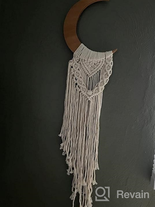 img 1 attached to Handmade ANROYE Macrame Moon Boho Wall Hanging - Black Crescent Wooden Ornament With Tassel For Unique Moon Phases Home Decor In Bedroom, Nursery & Living Room review by Luis Baker