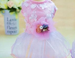 img 3 attached to Small Flower Pink Puppy Tutu Skirt Dog Dress - Cute And Stylish Pet Outfit!