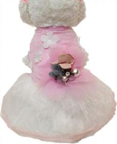 img 4 attached to Small Flower Pink Puppy Tutu Skirt Dog Dress - Cute And Stylish Pet Outfit!